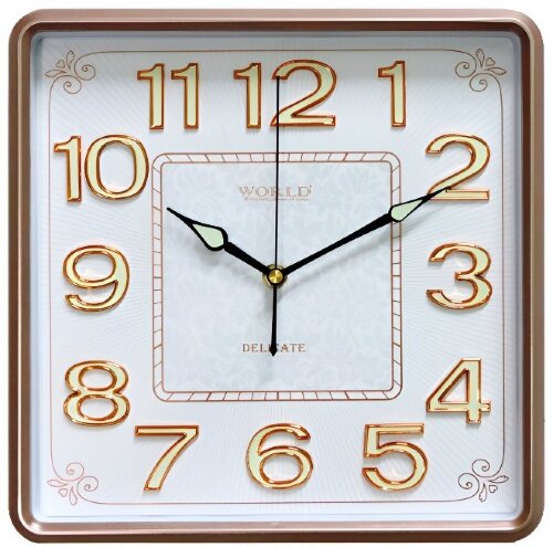 7888k GWY (в уп.20шт.) - Часы настенные WORLD, Кор [01111105] 7888k GWY (в уп.20шт.) - Часы настенные WORLD, Корпус выполнен из пластика. Циферблат с накладными светящимися цифрами закрыт стеклом. Механизм кварцевый плавного хода. Питание от батарейки АА (в комплект не входит). Размер модели: 300*300*40 мм.