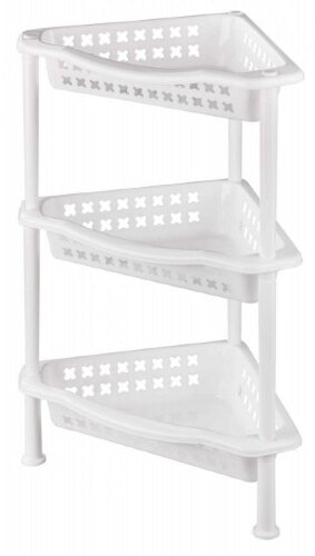 6471М (в уп.6шт.) - Этажерка угловая 3-х секционна [01043547] 6471М (в уп.6шт.) - Этажерка угловая 3-х секционная (белая), размер: 425х270х600 мм.