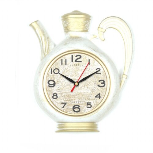 2622-002 (в кор.10шт.) - Часы настенные Чайник, ра [01088022] 2622-002 (в кор.10шт.) - Часы настенные Чайник, размер: 25,5х24см, корпус белый с золотом "Классика" "Рубин", материал: пластик, стекло, кварцевый механизм, плавный ход.