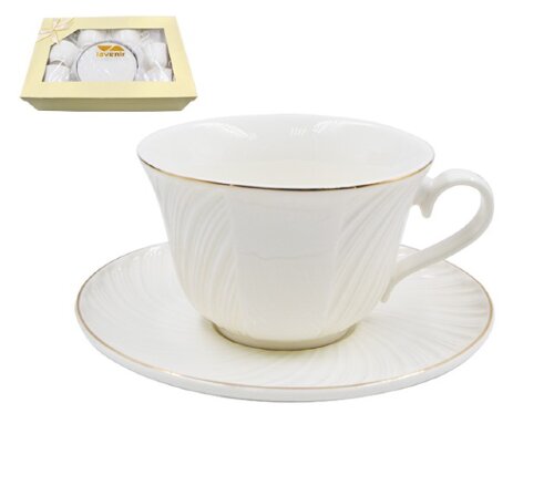 00110505 (в уп.8наб.) - Чайный набор 12 пр. в пода [01110857] 00110505 (в уп.8наб.) - Чайный набор 12 пр. в подар.упак. Lavenir "Пломбир" ( 6 кружек 230мл, 6 блюдец 14,5см), 510-060, материал: фарфор.