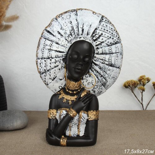 733296 (в уп.18шт.) - Статуэтка Африканка 17,5х8х2 [01107649] 733296 (в уп.18шт.) - Статуэтка Африканка 17,5х8х27см. / K99283В / бюст, материал: полимер.