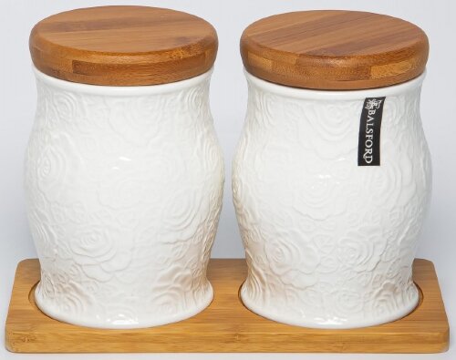 193-48015 (в уп.8наб.) - Набор 2 баночки д/хранени [01097304] 193-48015 (в уп.8наб.) - Набор 2 баночки д/хранения 1000мл с на подставке "Роза", цветная упаковка.