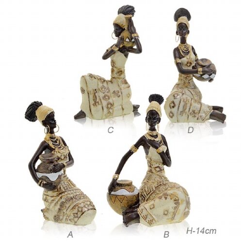 656773 (в уп.48шт.) - Статуэтка "Африканка " H=14с [01091645] 656773 (в уп.48шт.) - Статуэтка "Африканка " H=14см./26226E/, материал: полимер.