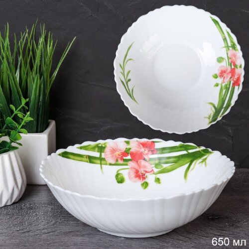 744072/731879 (в уп.8наб.) - Салатник глубокий 650 [01111449] 744072/731879 (в уп.8наб.) - Салатник глубокий 650мл, 175мм, набор 6шт. Орхидея /O302007CE BB405 /, материал: стеклокерамика.