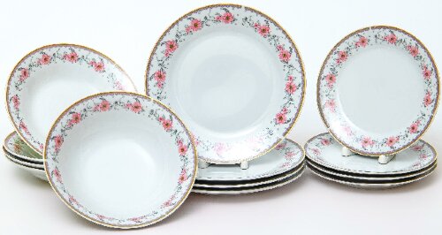 129-20059 (в уп.4наб.) - Столовый набор 13пр. &quot;ФИО [01093699] 129-20059 (в уп.4наб.) - Столовый набор 13пр. "ФИОНА ФИРЕЙ" (4 мелкие тарелки 190мм + 4 глубокие тарелки 205мм 500мл+ 4 мелкие тарелки 230мм + салатник 920мл 205мм), цветная упаковка.