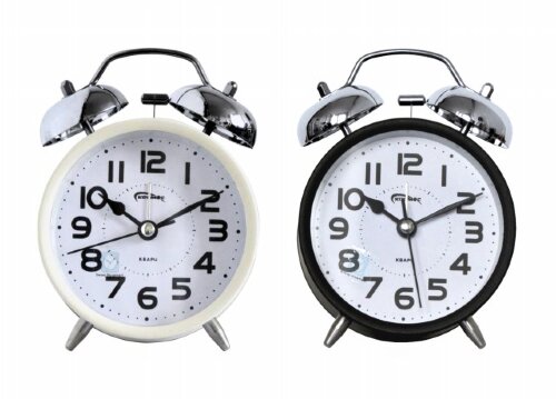 3038A  MIX-2 цвета (бел., черн.), (в кор. 60шт.) Б [01102679] 3038A  MIX-2 цвета (бел., черн.), (в кор. 60шт.) Будильник Космос. Материал корпуса: пластик. Механизм: кварцевый с дискретным ходом. Питание: батарейка АА1 шт. (в комплект не входит). Механический привод звонка. Размер: 135х95х55 мм.