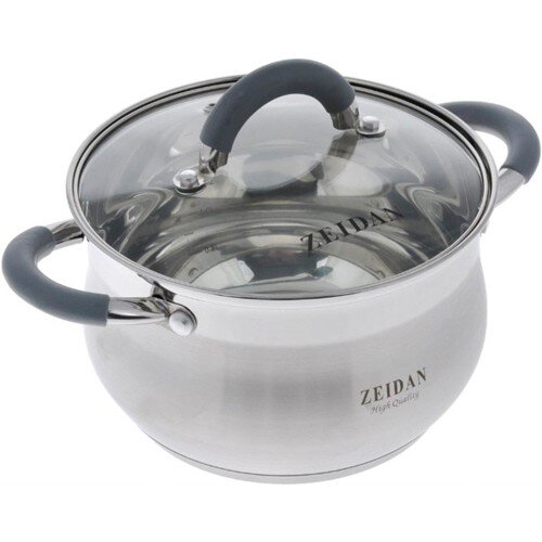 565603-РСВ (в уп.1шт.) - Кастрюля ZEIDAN Z-50251 с [01110701] 565603-РСВ (в уп.1шт.) - Кастрюля ZEIDAN Z-50251 со стеклянной крышкой 3л, подходит для всех видов плит, материал: нержавеющая сталь.