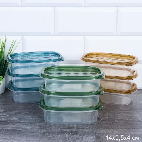 728536 (в уп.126наб.) - Контейнер прямоугольный, н [01106534] 728536 (в уп.126наб.) - Контейнер прямоугольный, набор 3шт. / P4 /, размер: 14x9,5x4см, материал: полимер.