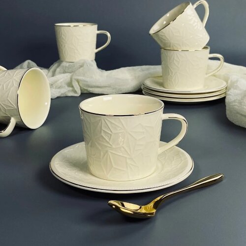 305-338 (в уп.6наб.) - Чайный набор 12пр. в подаро [01110901] 305-338 (в уп.6наб.) - Чайный набор 12пр. в подарочной упаковке (Кружка 220мл. - 6шт, блюдце - 6шт.), материал: фарфор.