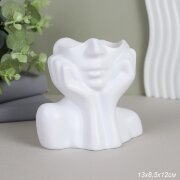 749196 (в уп.48шт.) - Ваза статуэтка Лицо 13см, бе [01110736]