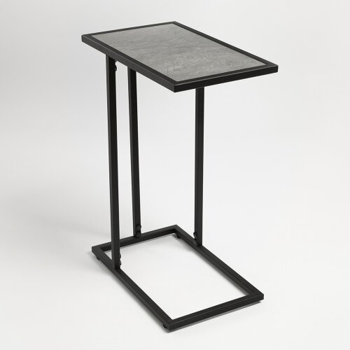 СтЖ107 Стол журнальный приставной, 50х31х70 см, ЛД [01109386] СтЖ107 Стол журнальный приставной, 50х31х70 см, ЛДСП, каспий тёмный, металл чёрн(цвет 03,разобр.вид), Мансарда