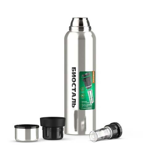 499088-РСВ (в уп.1шт.) - Термос 1600мл. &quot;BIOSTAL-О [01110526] 499088-РСВ (в уп.1шт.) - Термос 1600мл. "BIOSTAL-ОХОТА" у/г NBR-1600Z, 2 чашки, пробка с ситечком БИОСТАЛЬ