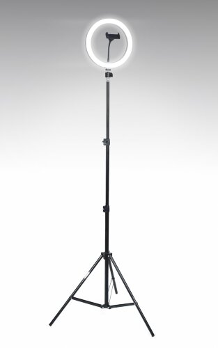 Ф-TY3062 BK (30), USB, 5V2A, LED10W, 3000-5500K, R [01101251] Ф-TY3062 BK (30), USB, 5V2A, LED10W, 3000-5500K, RA95+, размер: D26см, H2,1м, напольная подставка 1шт, зажим для телефона 1шт