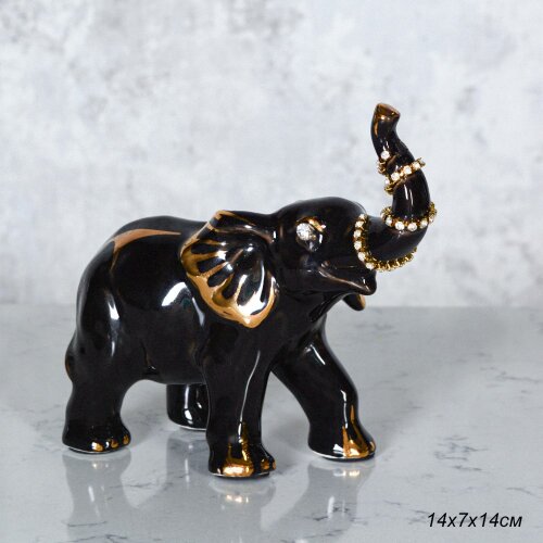 708641 (в уп.36шт.) - Статуэтка Слон черный 14х7х1 [01109019] 708641 (в уп.36шт.) - Статуэтка Слон черный 14х7х14см. / B3002-4А /, материал: фарфор.