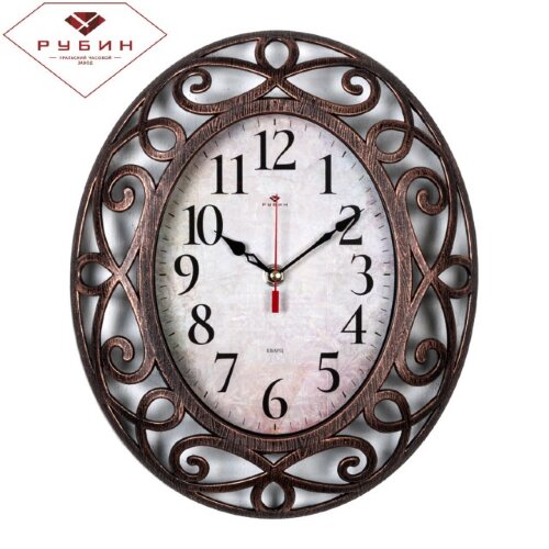 3126-004 (в кор.10шт.) - Часы настенные овал &quot;Клас [01086957] 3126-004 (в кор.10шт.) - Часы настенные овал "Классика" "Рубин", корпус бронзовый, размер: 31х26см., материал: пластмасса, стекло, металл.