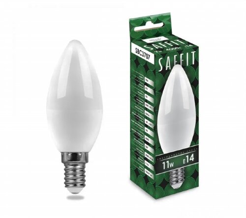 55171 SBC3711 Saffit свеча C37 E14 11W(905lm) 6400 [01110377] 55171 SBC3711 Saffit свеча C37 E14 11W(905lm) 6400K 6K матовая пластик 100*37 лампочка