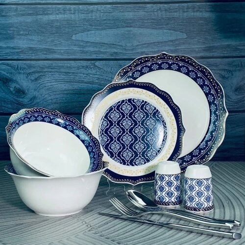 133-324 (в уп.2наб.) - Обеденный сервиз 20пр. в по [01110474] 133-324 (в уп.2наб.) - Обеденный сервиз 20пр. в подарочной упаковке. (6 тарелок 20см, 6 глубоких салатников 17,5см, 6 тарелок 25см, 2 перечницы, соль+перец.), материал: фарфор.