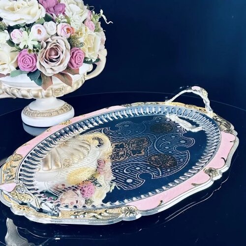 151-018 (в уп.6наб.) - Овальный поднос в подарочно [01107135] 151-018 (в уп.6наб.) - Овальный поднос в подарочной упаковке, размер: 50см, материал: нержавеющая сталь.