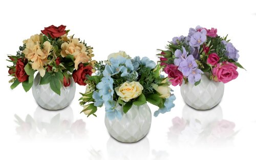 Цветочная композиция в керамическом шаре, размер: [01090708] Цветочная композиция в керамическом шаре, размер: высота 23см, ширина 22см., материал: керамика. РУЧНАЯ РАБОТА