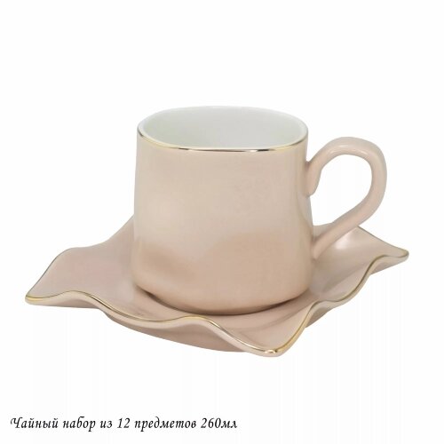 106-264 (в уп.6наб.) - Чайный набор 12пр. в под.уп [01106015] 106-264 (в уп.6наб.) - Чайный набор 12пр. в под.упак. (6 кружек 260мл, 6 блюдец), материал: фарфор.