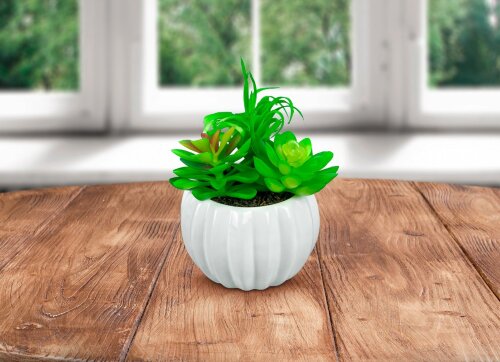 001004 - Цветочная композиция H=11см., без индивид [01108239] 001004 - Цветочная композиция H=11см., без индивидуальной упаковки, материал: керамика