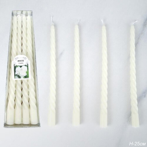 746791 (в уп.144шт.) - Свеча стержень 25см, набор [01064369] 746791 (в уп.144шт.) - Свеча стержень 25см, набор 4шт, арома, белая / G-300 /, материал: парафин.