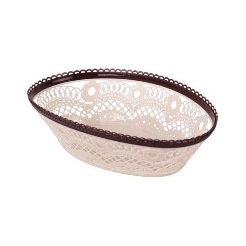 218398-РСВ (в уп.28шт.) - Сухарница Кружево слонов [01110638] 218398-РСВ (в уп.28шт.) - Сухарница Кружево слоновая кость-коричневая 23,2х16х6см. М6036