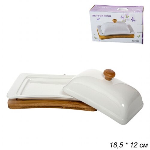 650799 (в уп.24шт.) - Маслёнка на дер.подст.,разме [01035179] 650799 (в уп.24шт.) - Маслёнка на дер.подст.,размер: 18,5х12см./JK-358/