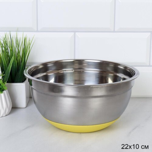 742324 (в уп.120шт.) - Чаша металл 22х10см, против [01109422] 742324 (в уп.120шт.) - Чаша металл 22х10см, противоскользящее дно / GS-324 /, материал: металл.