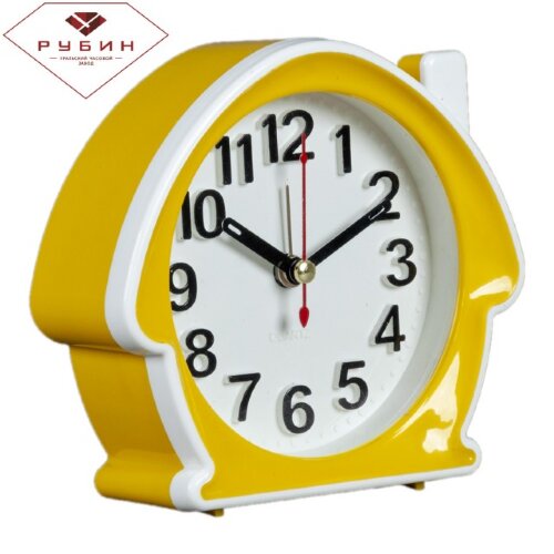 В6-003 (в кор.40шт) - Будильник кварц, корпус жёлт [01088746] В6-003 (в кор.40шт) - Будильник кварц, корпус жёлтый с белым "Классика" "Рубин", размер: 11,7х10,5х4,5см, материал: пластик, стекло,металл, механизм с дискретным ходом.