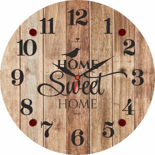 3030-034 (в кор.10шт.) - Часы круглые&quot;Sweet Home&quot;, [01100265] 3030-034 (в кор.10шт.) - Часы круглые"Sweet Home", размер: диаметр 30см, материал: дерево, стекло, часовой механизм кварцевый, плавный ход